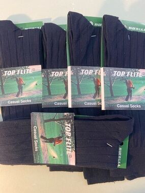 TOP FLIGHT casual socks bundle of 5 pairs Made in USA